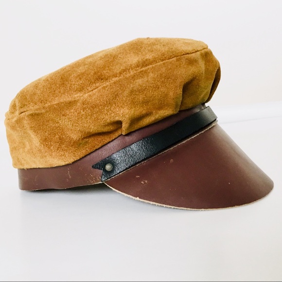 Vintage Other - Vintage Moto Biker Cap Handcrafted Leather & Suede